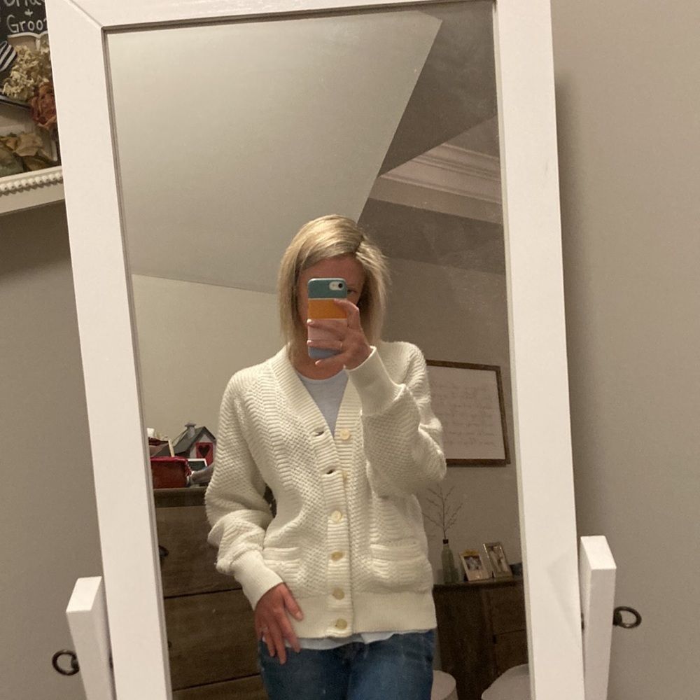 Vintage Orlon Campus Cream Cardigan Knit Pocket Sweater - Picture 12 of 15